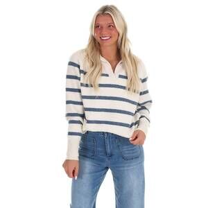 NEW IN FEBRUARY cozy current stripe sweater in ivory/blue